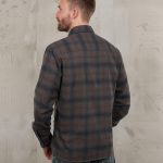 Vintage men's brown CPO wool overshirt, front view