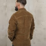 Camicia-giacca vintage da uomo in velluto a coste CPO con dettagli in ottone, vista frontale.