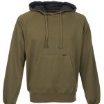 Men's olive green vintage cotton fleece hoodie, front view