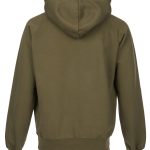 Pike Brothers olive green hoodie, detail of the knit and collar