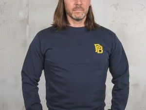 Marineblauwe sweatshirt met logo 1945, trui met logo van Pike Brothers