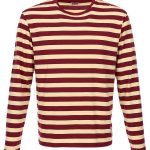 Rood heren T-shirt met lange mouwen van vintage katoenen jersey, vooraanzicht.