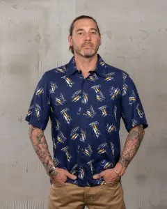 T-shirt surf kahoolawe bleu 1948 Surf Shirt Kahoolawe Blue Pike Brothers
