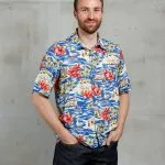 Willekeurig blauw surf-t-shirt 1948 Surfshirt Willekeurig blauw Pike Brothers