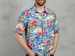 Willekeurig blauw surf-t-shirt 1948 Surfshirt Willekeurig blauw Pike Brothers