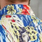 Pike Brothers blauw T-shirt, details van de stof en afwerking.