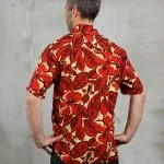 Men's red surf t-shirt in vintage cotton jersey, front view