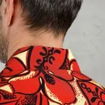 Red Pike Brothers t-shirt, detail of the fabric and finishes