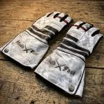 gants cuir moto blancs vintage Shiro Oni Hold Fast