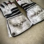 gants cuir moto blancs vintage Shiro Oni Hold Fast