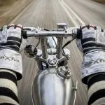 gants cuir moto blancs vintage Shiro Oni Hold Fast