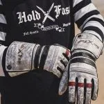 gants cuir moto blancs vintage Shiro Oni Hold Fast