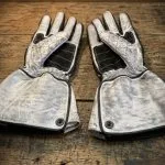 gants cuir moto blancs vintage Shiro Oni Hold Fast