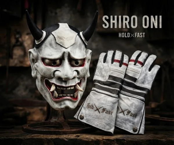 Gants Cuir Moto Blancs Shiro Oni Japan Style - Chopper & Cafe Racer - Hold Fast