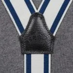 Bretelles Pike Brothers bleues - croix en cuir noir et logo gravé