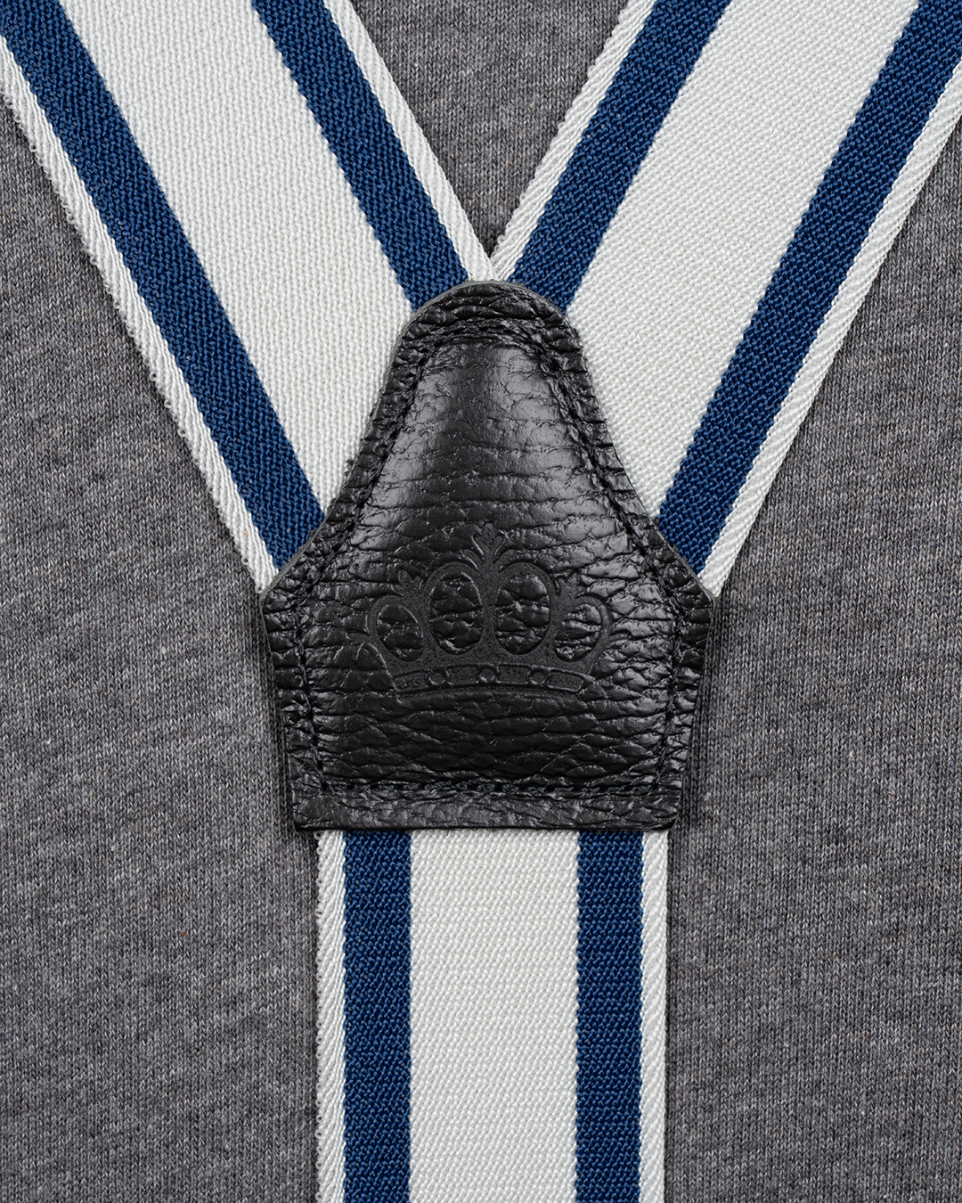 Bretelles Pike Brothers bleues - croix en cuir noir et logo gravé