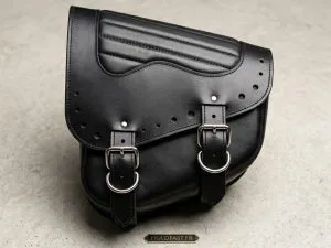 Sacoche cuir moto Master Leather Deluxe Hold Fast, haut matelassé tuck and roll et deux sangles à boucles